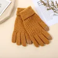 Winter thermal ginger yellow knitted touchscreen gloves with ribbed cuffs and warm lining - One Size / Earthy Yellow