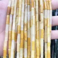 Strands of 4x13mm cylindrical natural stone beads in vibrant yellow and orange tones - 4x13mm Tube/Strand / Natural Yellow Jade