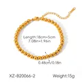 Bracciale da donna in acciaio inossidabile dorato con perle da 4,8 mm e chiusura a moschettone - Bracciale di Perline Sottili Oro (Perline da 0.48cm)