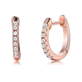 Minimalist S925 sterling silver hoop earrings with clear cubic zirconia in rose gold finish - 925 Silver / White/Rose Gold Plated