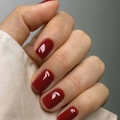 Glossy solid red medium square press-on nails for women with a minimalist professional look - Medium Square / Coral