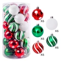 30-piece Christmas ball ornament set in red, white and green holiday patterns - Painted Special Shape (MJCHQ95) / 30Pcs Pack / Red White Green Spiral