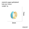 Close-up of sky blue enamel gold-plated copper spacer bead with detailed dimensions - Sky Blue