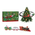 Electric Christmas train set with Santa sleigh on hanging tracks for tree decoration - 3-Section Train
