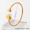 Poliertes 18k vergoldetes Edelstahl-Armband mit eleganten Tropfen-Endkappen Design - Hohlarmreif (Z417) / Gold