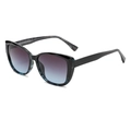 Occhiali da sole cat-eye neri con interno tartarugato e lenti con sfumatura di colore - C5 Montatura Con Motivo Floreale Nero Blu Lente Grigio Blu