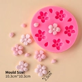 Pink cherry blossom silicone fondant mold for chocolate DIY cakes, size 10.3cm - Silicone Mold Flowers Leaves Petals / 10.3cm*10.3cm