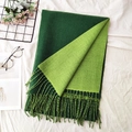 Double-sided dark and light green cashmere-like scarf with fringe tassels for women - 13# Emerald Green