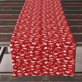 Camino de mesa navideño rojo con motivos de copos de nieve y guantes blancos - 33*183cm / Copo de Nieve Guante de Navidad Rojo