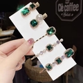 Set di 5 fermagli vintage con strass verde smeraldo e base in lega metallica oro - Set da 5 Verde Scuro Oro
