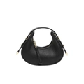 Chic black crescent underarm bag with textured leather and gold-tone metal hardware - Black