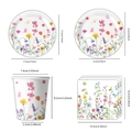 Wildflower floral disposable party tableware set with paper plates, cups and napkins - Tableware 4-in-1 Set