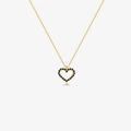 Golden S925 sterling silver necklace featuring a black stone inlaid heart pendant - 925 Silver / Dark Coffee