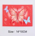 3D butterfly pop-up greeting card in red and pink for gifts, size 14x10cm - Cartoon Red Crystal Butterfly