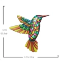 Colorful mosaic metal hummingbird wall decor with dimensions 5.3x4.7 inches for garden art - Orange