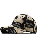 Gorra de béisbol con bordado de oso y diseño Happy Little Bear en tejido jacquard negro - Ajustable / Negro