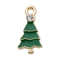 Ciondolo albero di Natale in smalto verde con bordo dorato e zircone per gioielli fai da te - Albero di Natale con Cristallo (9903) / 1 Pezzo/Confezione (10x20mm) / Verde