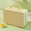Pale green 14 inch mini suitcase makeup bag with textured surface and double handles - 14" / Beige