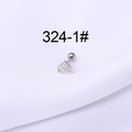 16G stainless steel heart stud earring with pavé white zircons and screw ball back - Heart Style(HSPJ324-1#)