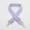 Tracolla regolabile in cotone intrecciato a righe lilla e bianco con ganci dorati - Stile 148 (Spina di Pesce Lavanda)