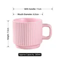 Pink minimalist ceramic mug with vertical stripes and ergonomic handle, 260ml matte finish - Sakura Pink