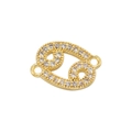Macro view of gold-plated Cancer zodiac pendant connector with micro-pave cubic zirconia - Gold Cancer