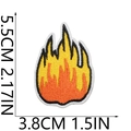Detailed embroidery patch featuring an orange fire flame design measuring 5.5cm by 3.8cm - Flame Style