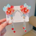 Handmade Chinese style butterfly and floral hair clips with tassels for girls - 3# Three-petal Flower Butterfly Pearl Pair Clips