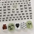 Self-adhesive black bowknot nail stickers with bear and heart patterns Model YO-001 - YO-001 Black