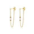 Dettaglio di orecchini in argento S925 con zircone rettangolare e nappa a catena dorata - Oro (Zircone Bianco)
