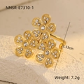 Detailed size view of a gold flower ring with crystals measuring 3.33cm in length - Multi-Layer Petal Zirconia(NMSR-E7310-1)
