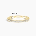 Detail view of gold-plated S925 silver ring featuring a full circle of pavé set white stones - Moissanite Small Ring Type 2