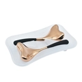 Golden mermaid facial ice globes with black handles for skin cooling and massage therapy - 2 Pcs Set with PP Box / Black Handle / Rose Gold
