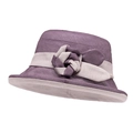 Chapeau cloche élégant gris-violet avec nœud crème et texture tissée fine - Violet