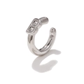 Ear cuff in argento con ciondolo a lettera B in zirconi micro-pavé e design moderno - EGJ0139 Argento Lettera B