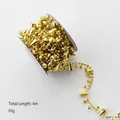 4m Golden cone pearl bead garland for Christmas tree decoration, weighing 66g - Gold Diamond Bead Chain 4m