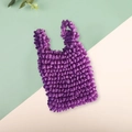 Purple pleated bubble tote bag with elastic texture on a green and white background - Deep purple