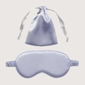 Pale purple faux silk sleep mask and drawstring pouch set in satin finish - Lavender No.100