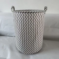 Large gray and white wave pattern fabric storage basket for laundry and toys - Grey Vertical Waves