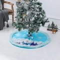 Falda de árbol de Navidad azul de felpa con muñeco de nieve y luces LED decorativas - Falda de Árbol de Navidad Muñeco de Nieve