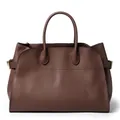 Brown leather tote bag with elegant gold buckle hardware and spacious interior - Large (39x24x27cm) / Coffee_Gold Buckle