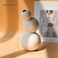 Modern white matte ceramic geometric triple sphere stacked vase, height 23cm weight 590g - Vase D-1523 (23x11CM)