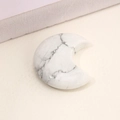 Crescent moon-shaped white howlite stone with natural grey veining for DIY jewelry - White Pine (Howlite)