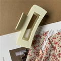 Matte beige square hollow hair claw clip on lifestyle aesthetic background - Medium (approx. 8.5cm) / White