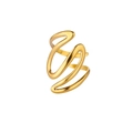 Three-layer braided wave open ring in 18k gold plated finish for a chic punk style - Adjustable Open / Gold-Triple Layer Wave Chain (JZ8824)