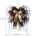 Ali d'angelo decorative natalizie con fiocco leopardato e bacche, altezza 40 cm - Ghirlanda con Ali d'Angelo (40*33cm)