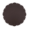 Dark brown faux leather round placemat with vintage embossed patterns and floral edges - Faux Leather Vintage Embossed Round / Coffee