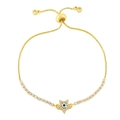 Pulsera ajustable dorada con circonitas y colgante de estrella ojo turco azul - Estilo C-Pentagrama