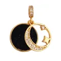 Detail showing dimensions of copper North Star pendant with blue stone and cubic zirconia - K326582-Gold Lazurite Star Moon