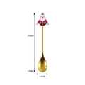 Golden stainless steel dessert spoon with Santa Claus topper, 13.9cm length and 12.8g weight - 410 Gold Spoon - Santa Claus